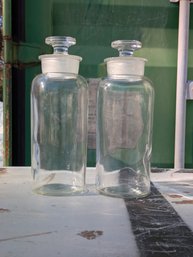 Pair Glass Apothecary Bottles.