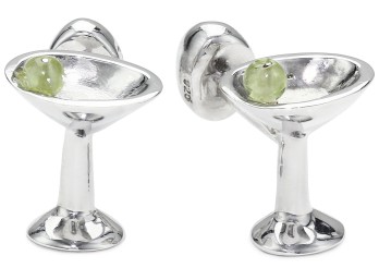 ROTENIER Silver Martini Cufflinks $395.00