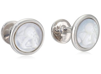 ROTENIER Rhodium Sterling Silver Mother-of-Pearl Cufflinks - $495.00
