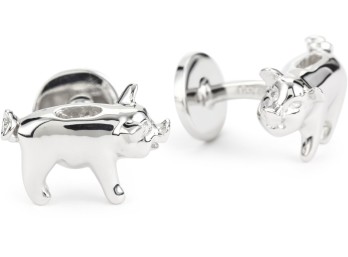 ROTENIER Silver Piggy Bank Cufflinks $345.00