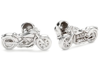 ROTENIER Silver Motorcycle Skull Cufflinks $345.00