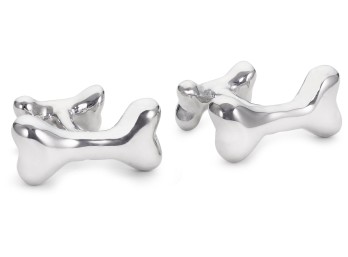 ROTENIER Silver Dog Bones Cufflinks $345.00