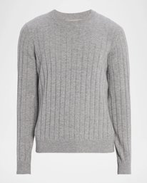 Neiman Marcus Gray Cashmere Thermal Stitch Sweater