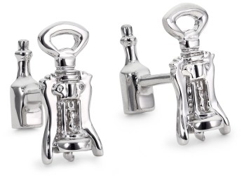 ROTENIER Silver Corkscrew Wine Bottle Cufflinks $345.00