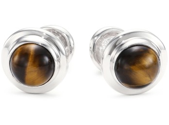 ROTENIER Brown Tiger Eye Sterling Silver Cufflinks $595.00