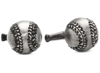 ROTENIER Black Antiqued Baseball Cufflinks - $395.00