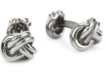 ROTENIER Black Sterling Silver Knot Cufflinks $345.00