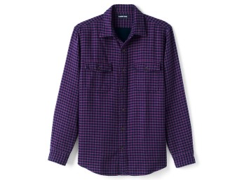 Lands End Mens Plaid Fleece-Lined Overshirt Jacket - Purple