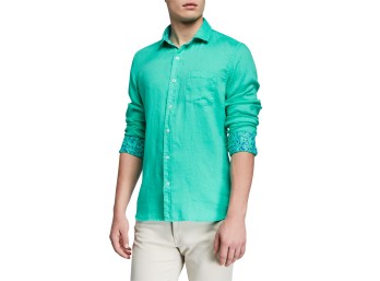 Neiman Marcus Green Linen Shirt XL