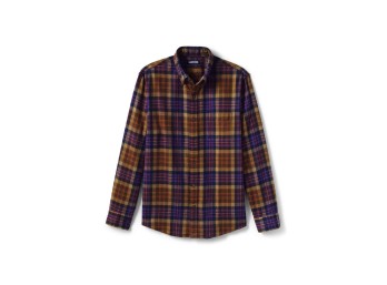 Two Lands End Flannel Shirts BrownPurple Plaid XX-Large