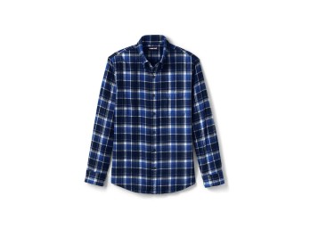 Two Lands End Flannel Shirts Navy Plaid XX-Large