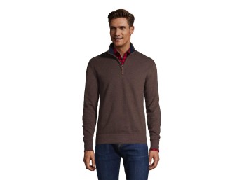 Lands End Quarter Zip Sweater XX-Large Heather Kona Brown