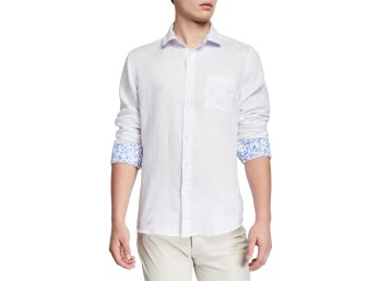 Neiman Marcus White Linen Shirt - Long Sleeve