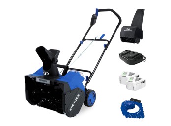 Snow Joe 48V Cordless Snow Blower Kit with Cover, Scraper & LED Headlight, 1200W Brushless Motor, 2x 4Ah Batteries & Charger, 18' Clearing Path - Ice Removal for Driveways & Sidewalks, 24V-X2-SB18-TV1