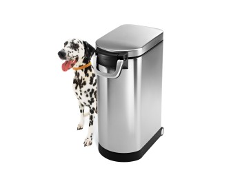 simplehuman 35 Liter, 40 lb / 18.1 kg X-Large Pet Food Storage Container for Dog Food, Cat Food, and Bird Feed, Brushed Stainless Steel