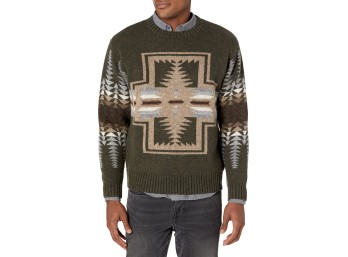 PENDLETON Men's Shetland Harding Crew Neck Sweater, Green, XXL