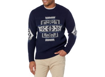 Pendleton Men's Lambswool Crew, Chief Joseph-Blue, XX-Large