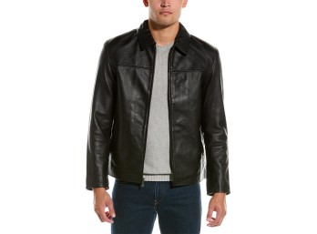 Cole Haan Men's Smooth Lamb Leather Jacket - Black - Size XXL