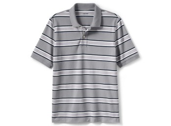 Five Men's Lands' End Striped Comfort First Mesh Polos, Size: XXL, Grey
