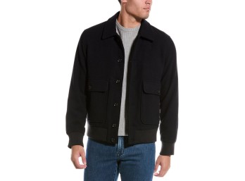 Slate & Stone Men's Wool Blend Bomber Jacket - Navy - Size XXL