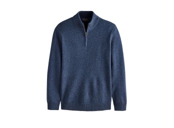 Pendleton Men's Shetland Wool 1/4 Zip Sweater, Dark Blue Heather, XXL