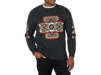 PENDLETON Men's Shetland Rock Point Crew Sweater, Rock Point Black, XXL