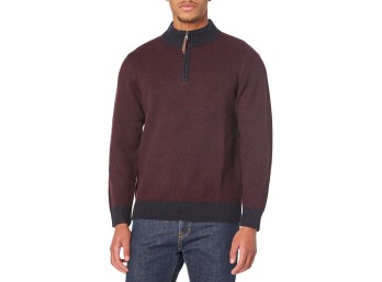 Pendleton Men's Shetland Wool Half Zip Sweater, Navy/Burgundy, XX-Large
