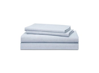 Ralph Lauren 4 Piece Queen Size Sheet Set Graydon Melange Cotton Chambray Blue