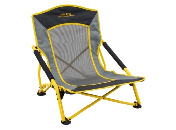 ALPS Mountaineering Rendezvous Low Camping Chairs for Adults with Arms, Cool Mesh Center, Powder Coated Steel Frame, Compact Folding Design and Carry Bag, Yellow/Gray