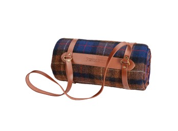 Four Pendleton Carry Along Motor Robes With Leather Carrier, Shelter Bay Plaid