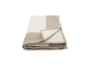 Two Saks Fifth Avenue Colorblock Wool Blankets - Beige White