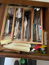 Assorted Flatware With Can Opener, Perler Etc.