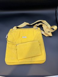 Baggallini Yellow Nylon Expandable Crossbody Bag With Detachable Pouch