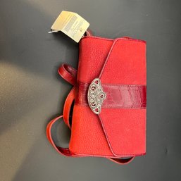 Coldwater Creek Red Organizer Wallet Shoulder Bag With Silver-Tone Accents