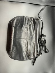 Black Leather Hobo Crossbody Bag With Adjustable Shoulder Strap