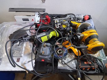 Rockwell VersaCut Mini Circular Saw, DeWalt Random Orbit Sander, Demagnetizer Tool, Stud Finder, Angle Grinder