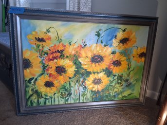 Large Impressionist Sunflower Oil Painting On Canvas