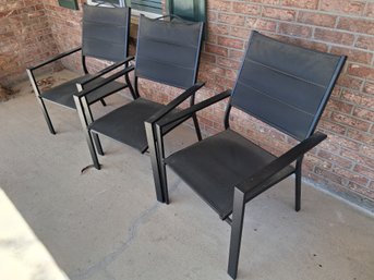 Set Of 3 Sleek Midnight Black Patio Chairs