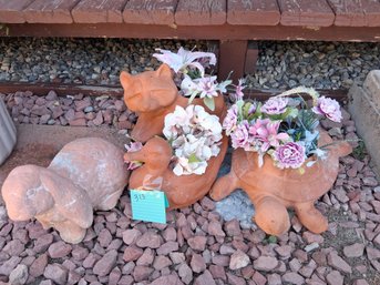 Terracotta Animal Garden Planters And Statues Set - #313