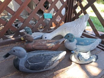 Rustic Collection Of Antique Waterfowl Hunting Decoys & Garden Figurines - #318