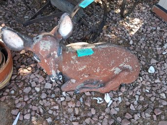 Rustic Concrete Reclining Deer Garden Statue - #324