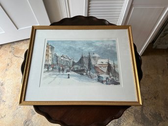 Framed & Signed Print Of Harbor PAinting By Louis-Henri Lemirre - 1/20