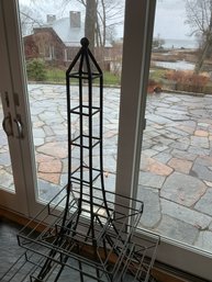 Antique Wrought Iron Eiffel Tower Plant Stand
