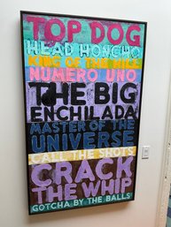 Conceptual Art Monoprint And Oil On Board Top Dog