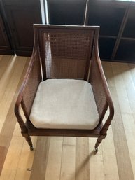 Sheraton Style Faux Bamboo Caned, Single Arm Chair In Mahogany