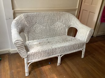 White Wicker Bench