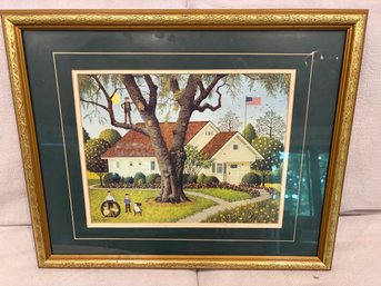 Vintage Framed Serigraph Print Richard Nixons Boyhood Home By H. Hargrove 18' X 22'