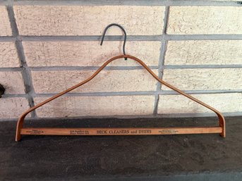 Vintage Beck Cleaners And Dyers Wooden Advertising Hanger Trouser Bar Mid-Century Americana