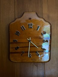 Vintage Glossy Wood Wall Clock | Handmade Scalloped Timber Retro Timepiece