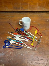 Vintage Swizzle Sticks Lot Mid Century Advertising Pan Am TWA Hotels Barware